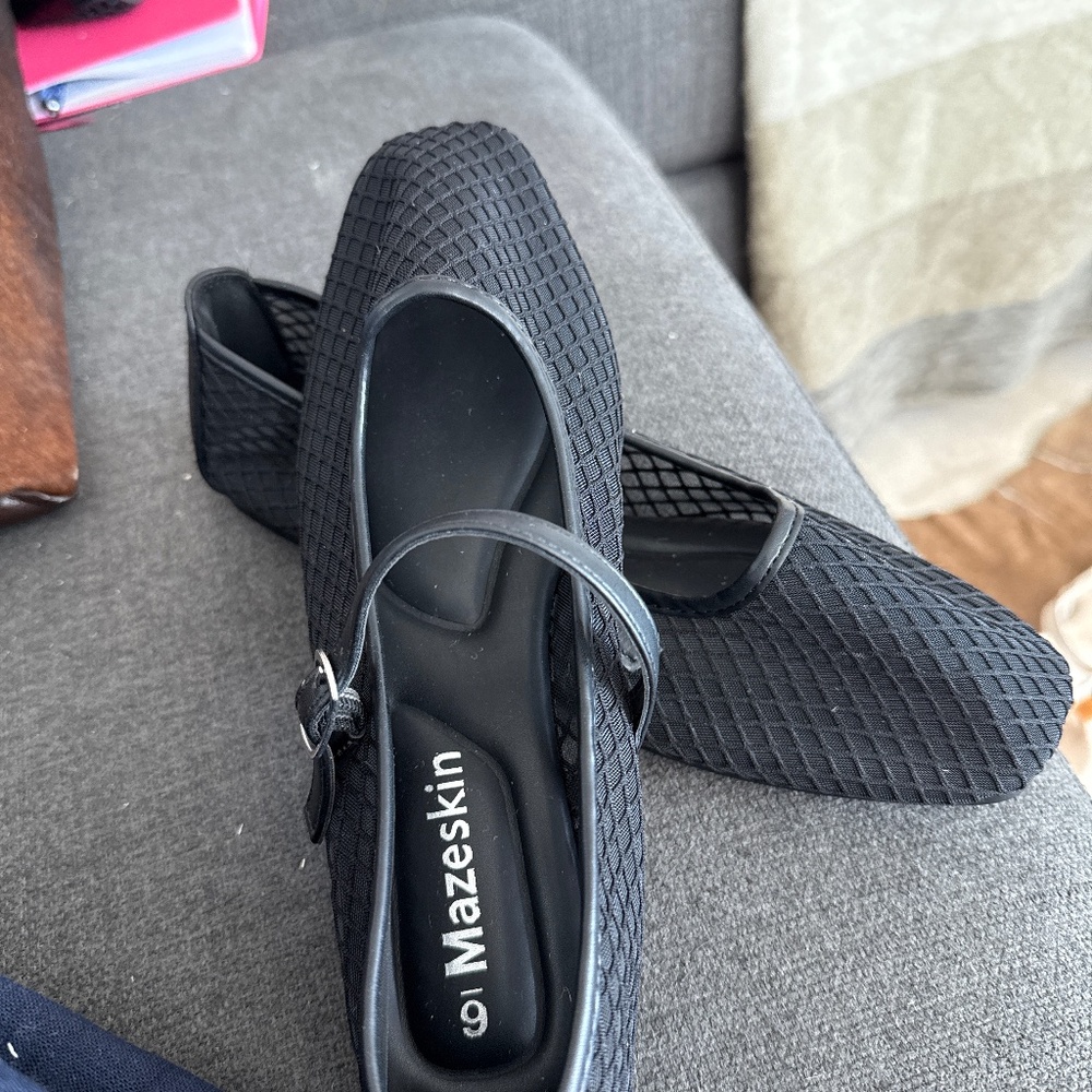 Mesh woven ballerina flats black size 37